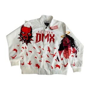 Aaliyah DMX Tribute Jacket Back in One Piece  Graphic Bomber Size Large